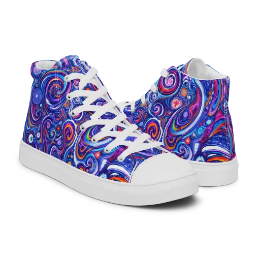 Cosmic Marbles on a Men's High Top Canvas Shoes