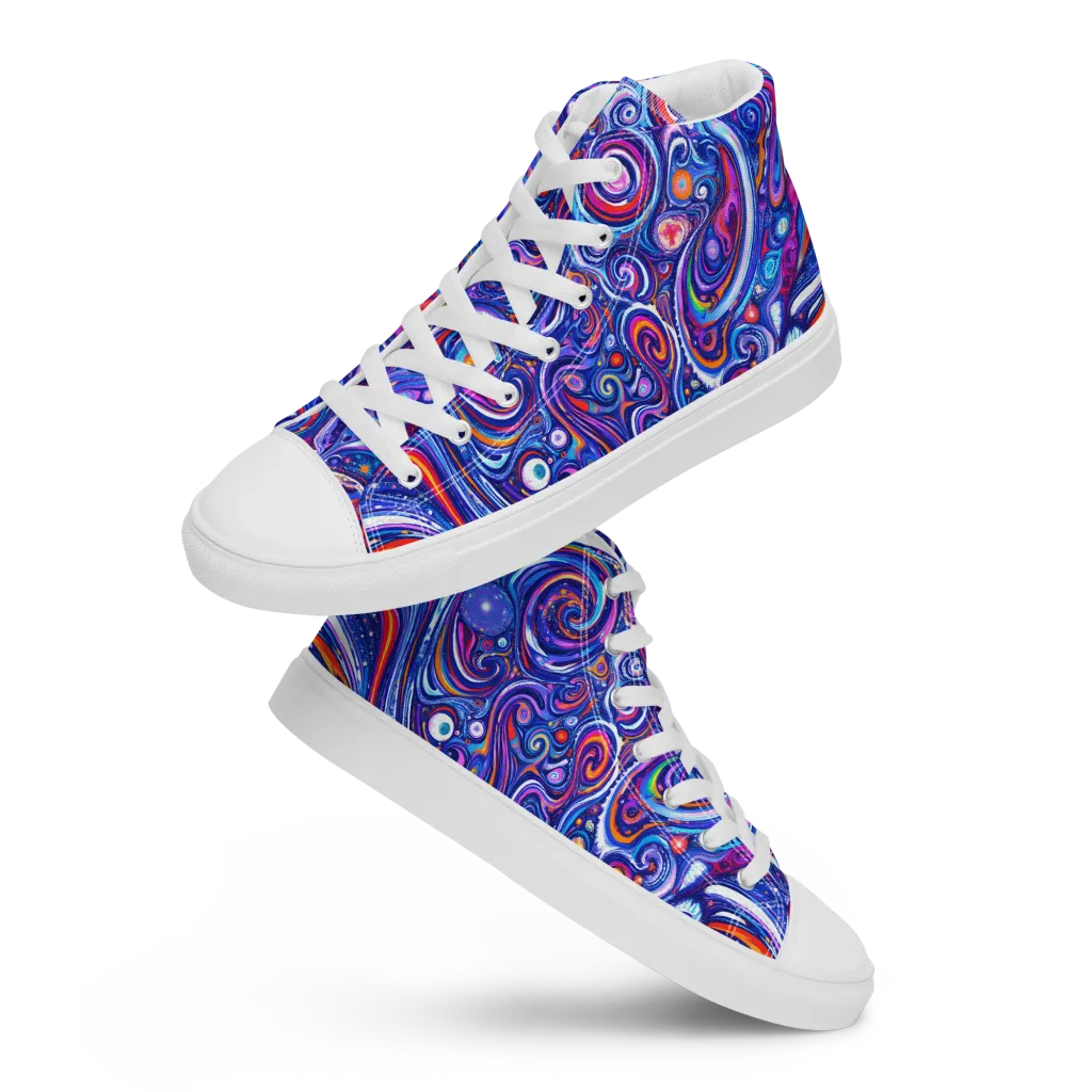 Cosmic Marbles on Men's High Top Canvas Shoes — Front