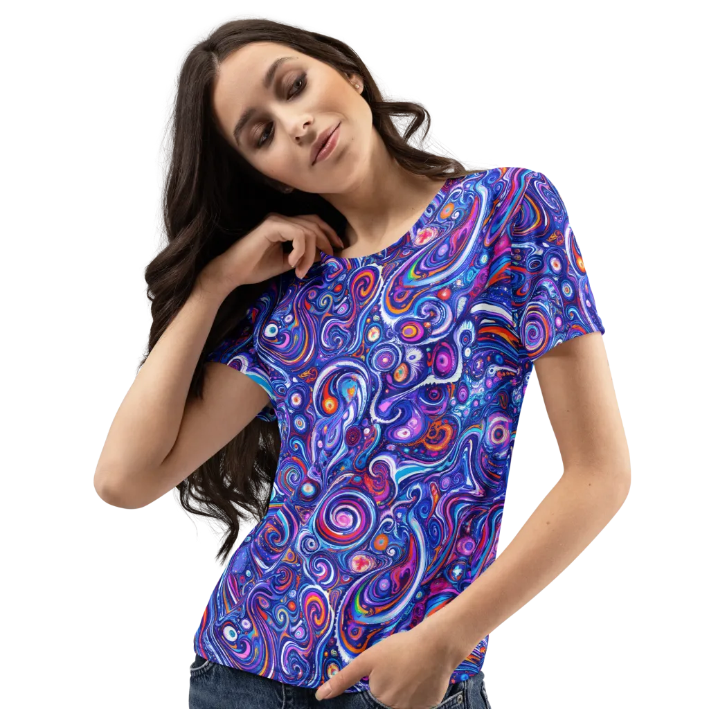 Cosmic Marbles on Women's Crew Neck T-Shirt — Left Front