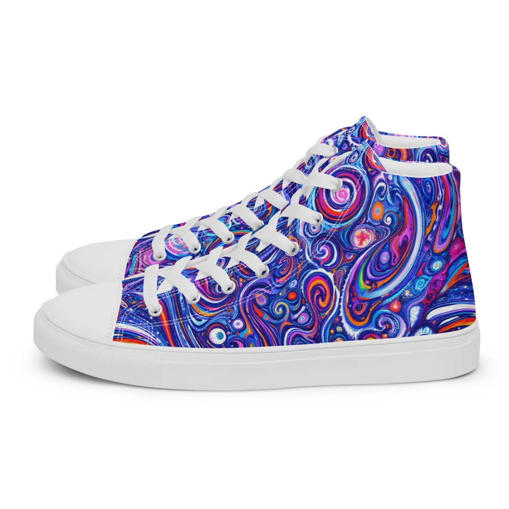 Cosmic Marbles on Women's High Top Canvas Shoes — Left