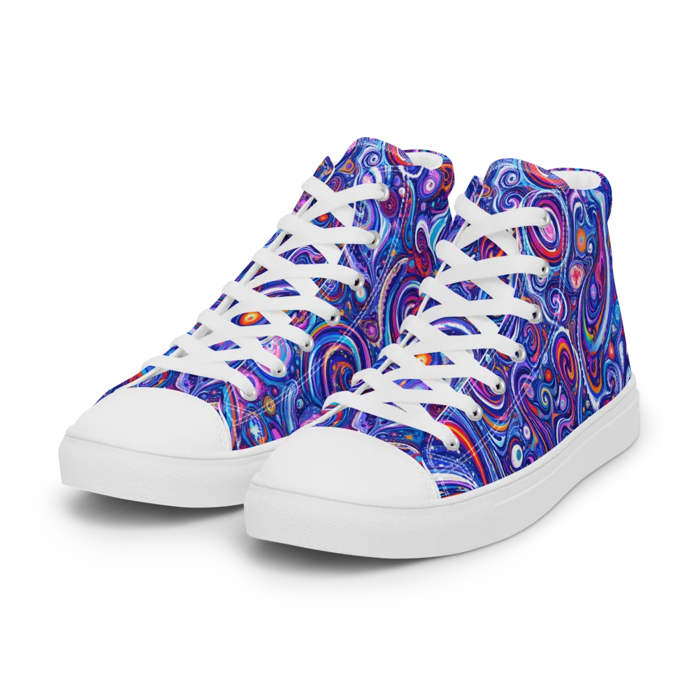 Cosmic Marbles on Women's High Top Canvas Shoes — Left Front