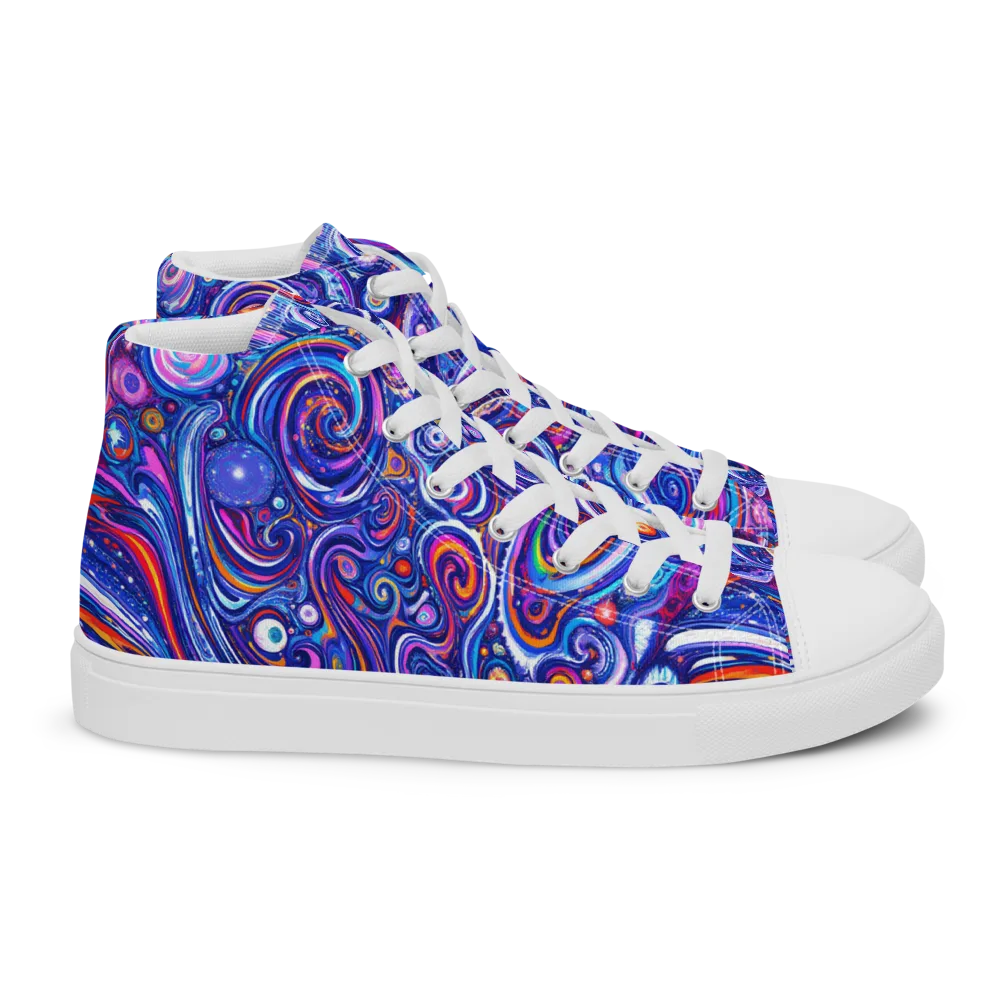Cosmic Marbles on Women's High Top Canvas Shoes — Right