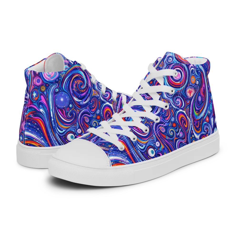Cosmic Marbles on Women's High Top Canvas Shoes — Left
