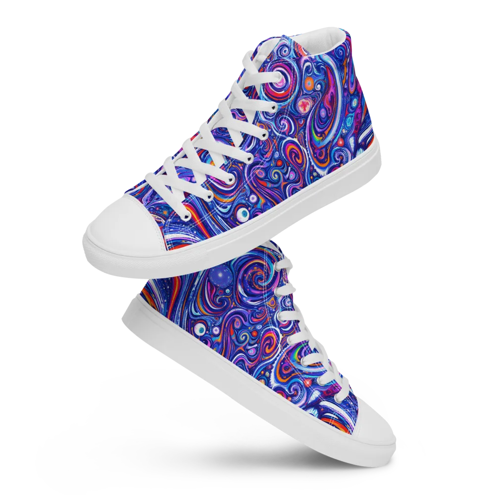 Cosmic Marbles on Women's High Top Canvas Shoes — Front