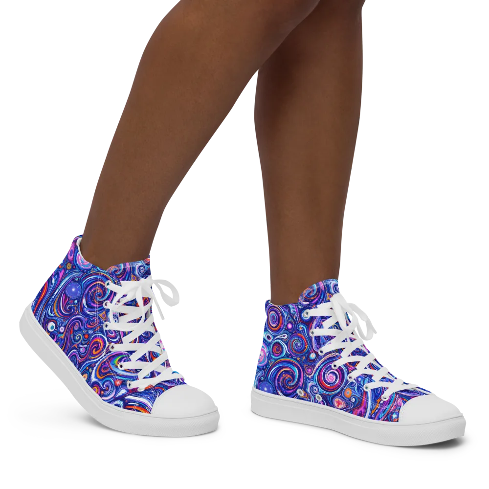 Cosmic Marbles on Women's High Top Canvas Shoes — Right