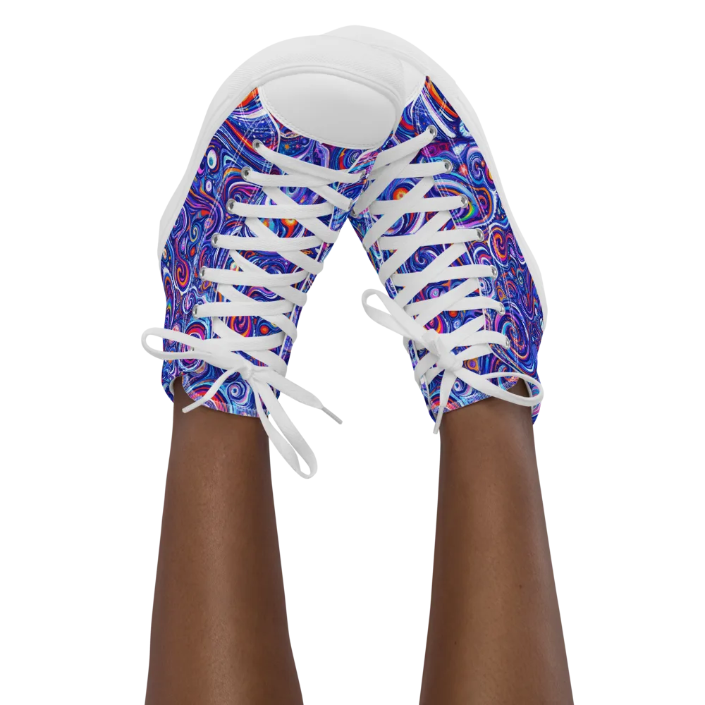 Cosmic Marbles on Women's High Top Canvas Shoes — Front