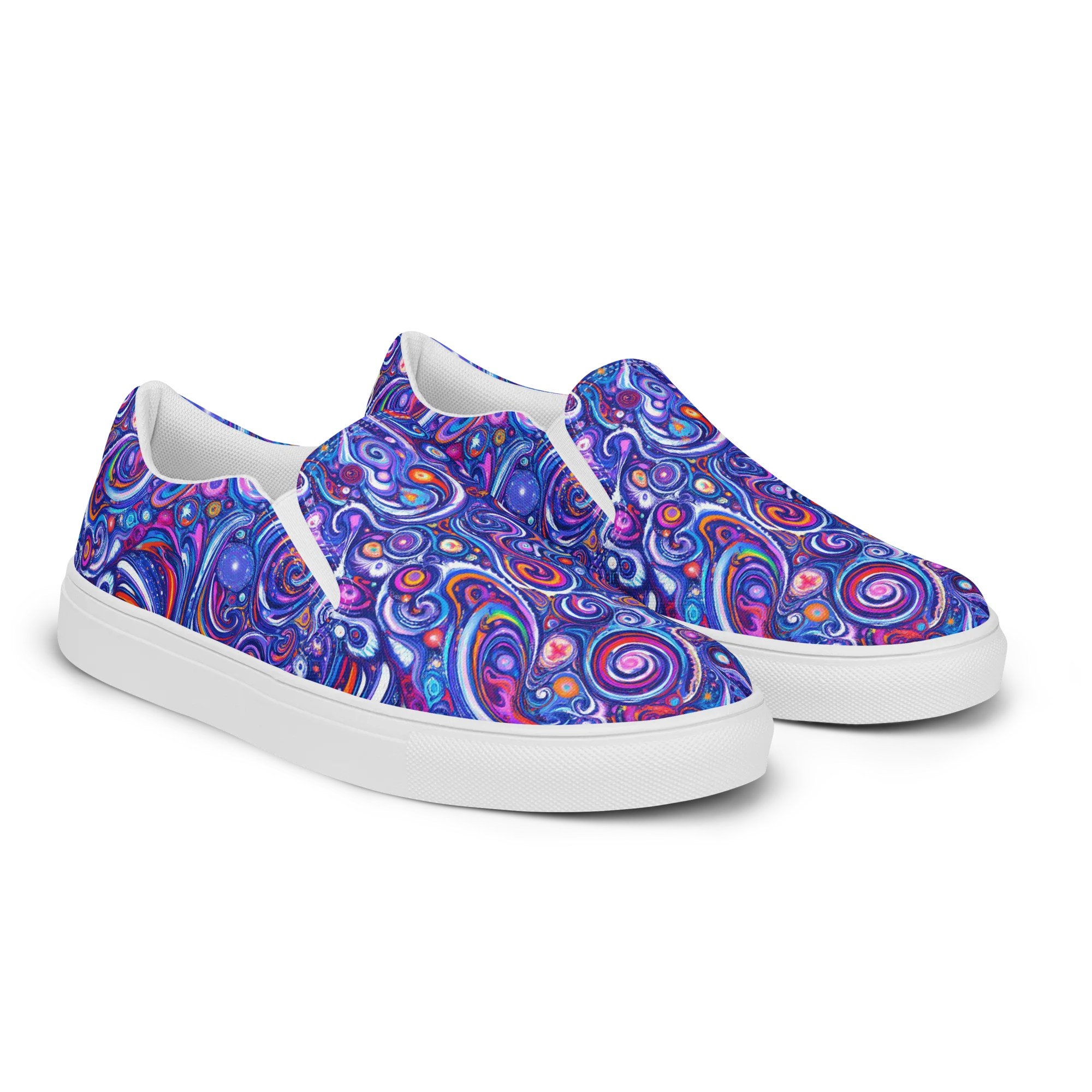 Cosmic Marbles on Men's Slip-On Canvas Shoes — Right Front