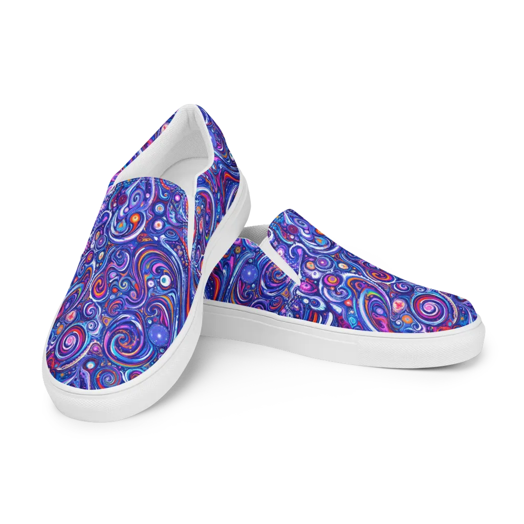 Cosmic Marbles on Men's Slip-On Canvas Shoes — Left Front