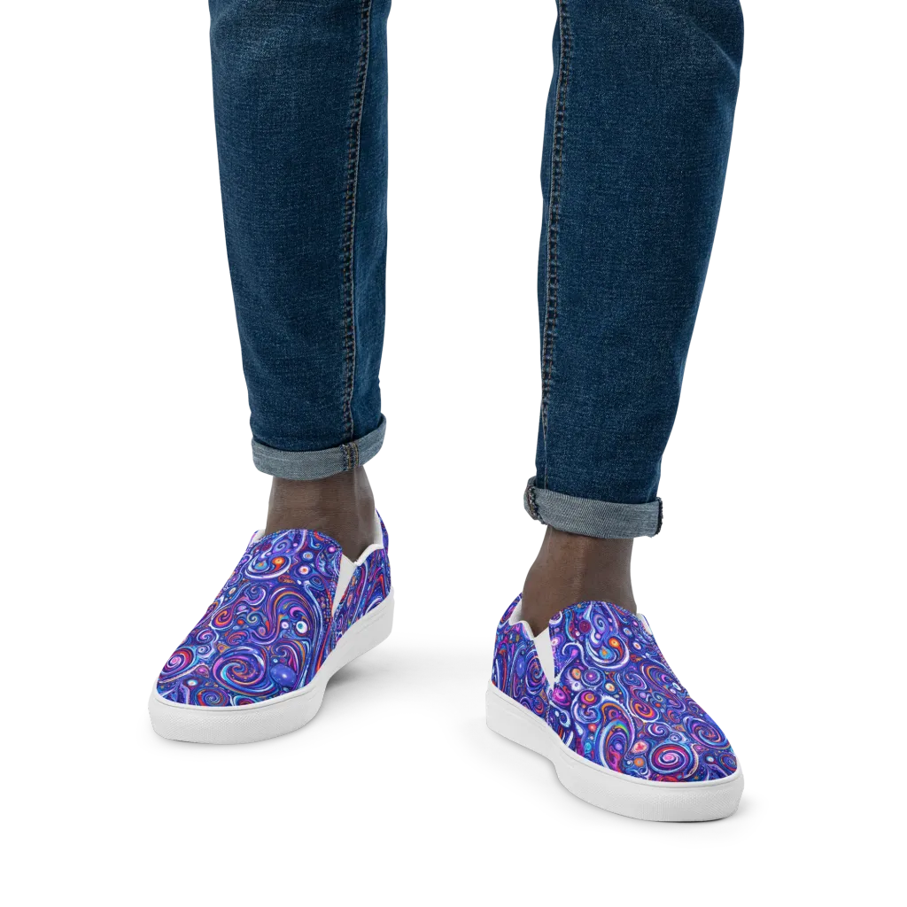 Cosmic Marbles on Men's Slip-On Canvas Shoes — Front