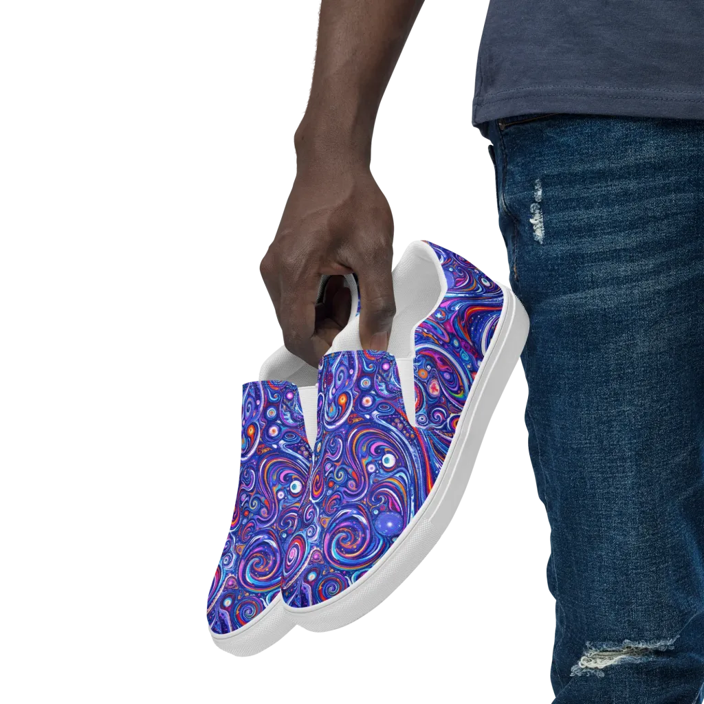 Cosmic Marbles on Men's Slip-On Canvas Shoes — Left Front