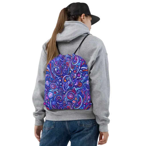 Cosmic Marbles on a Drawstring Bag