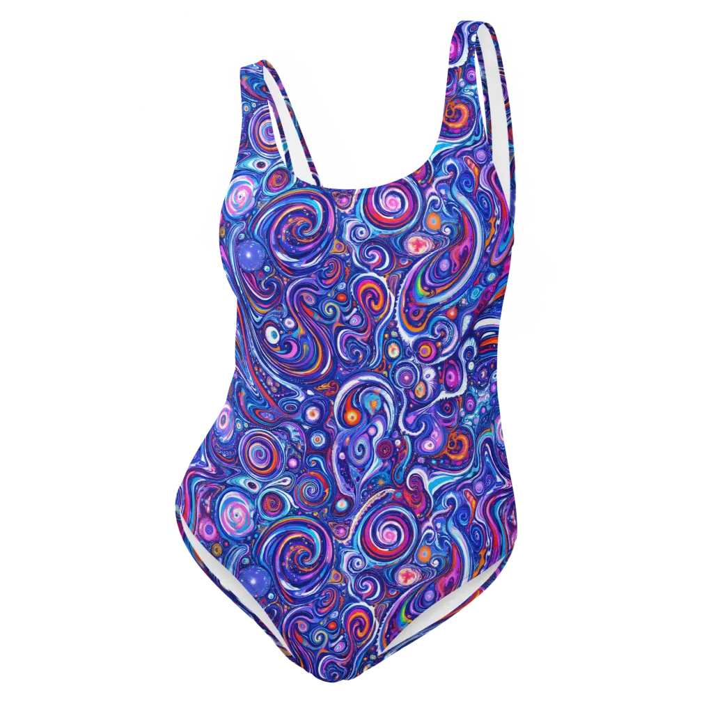 Cosmic Marbles on One-Piece Swimsuit — Front
