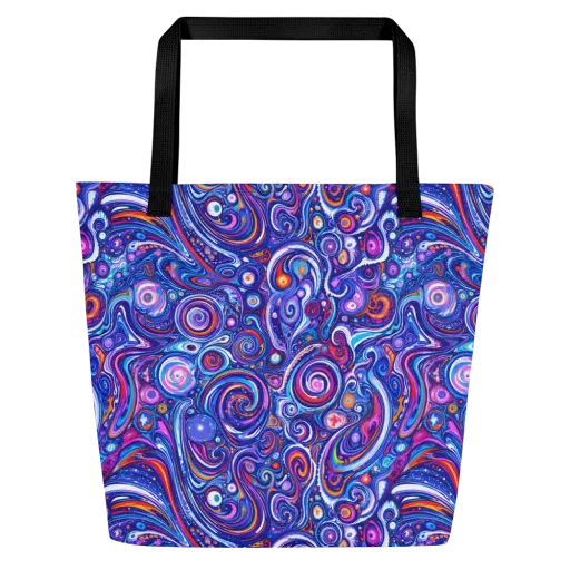 Cosmic Marbles on a Large Tote Bag W/ Pocket