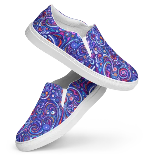 Cosmic Marbles on Women's Slip-On Canvas Shoes