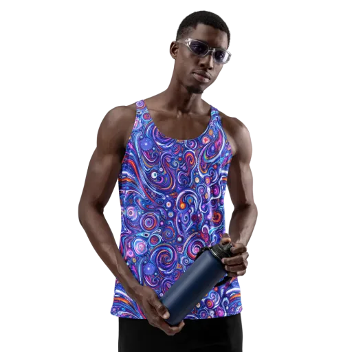 Cosmic Marbles on a Men's Tank Top