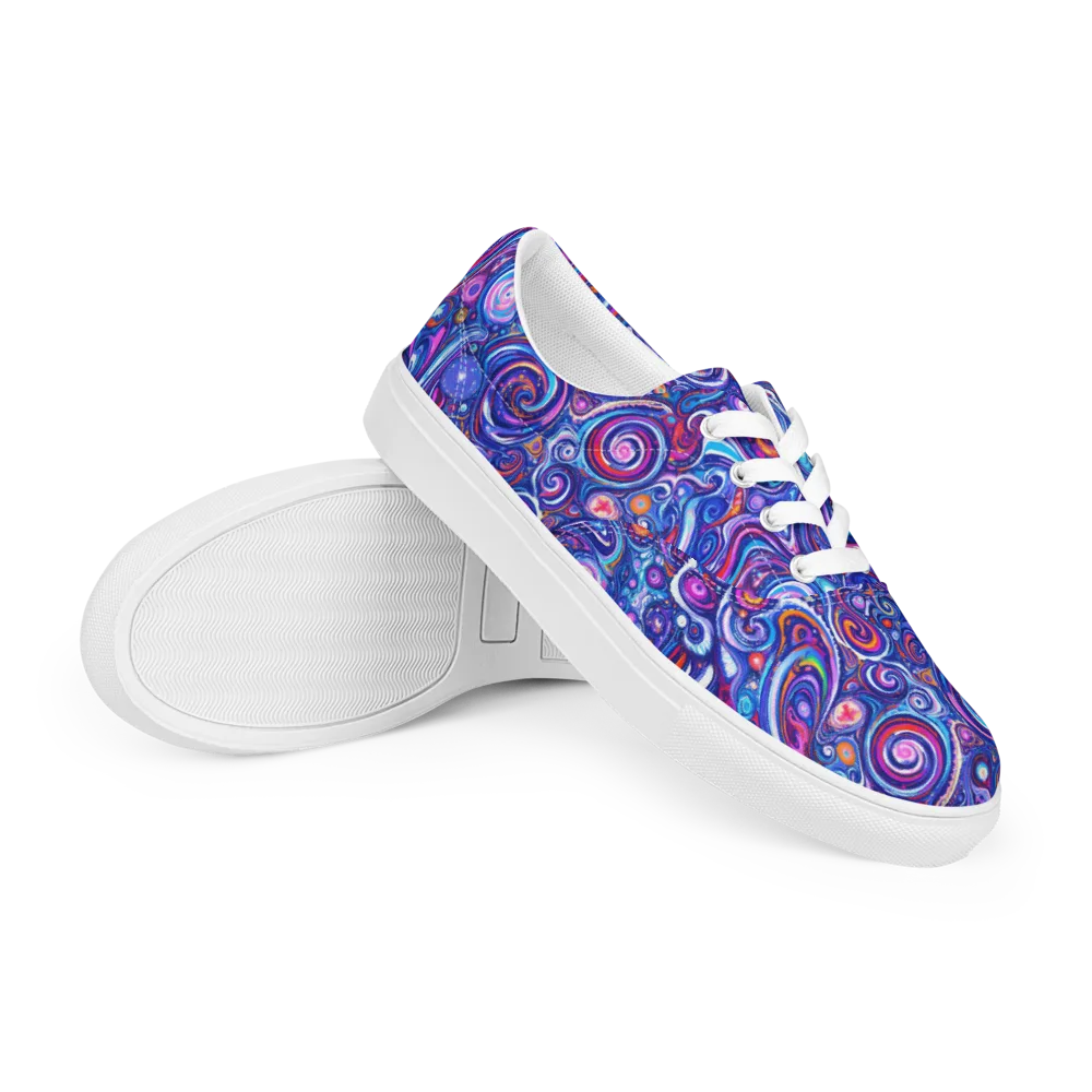 Cosmic Marbles on Men's Lace-Up Canvas Shoes — Right Front