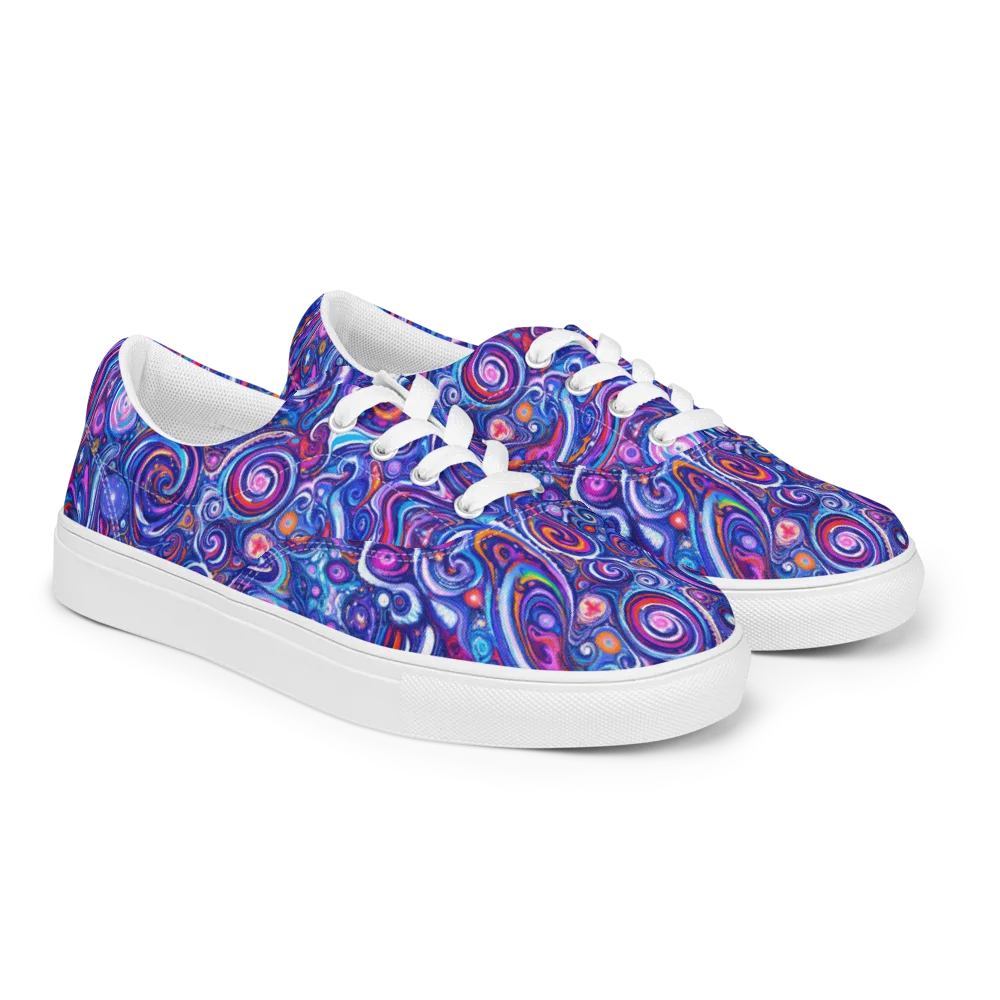 Cosmic Marbles on Men's Lace-Up Canvas Shoes — Right Front