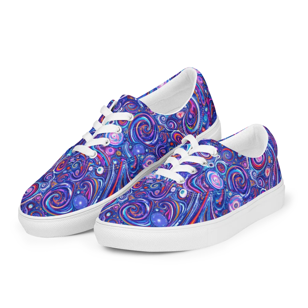 Cosmic Marbles on Men's Lace-Up Canvas Shoes — Left Front