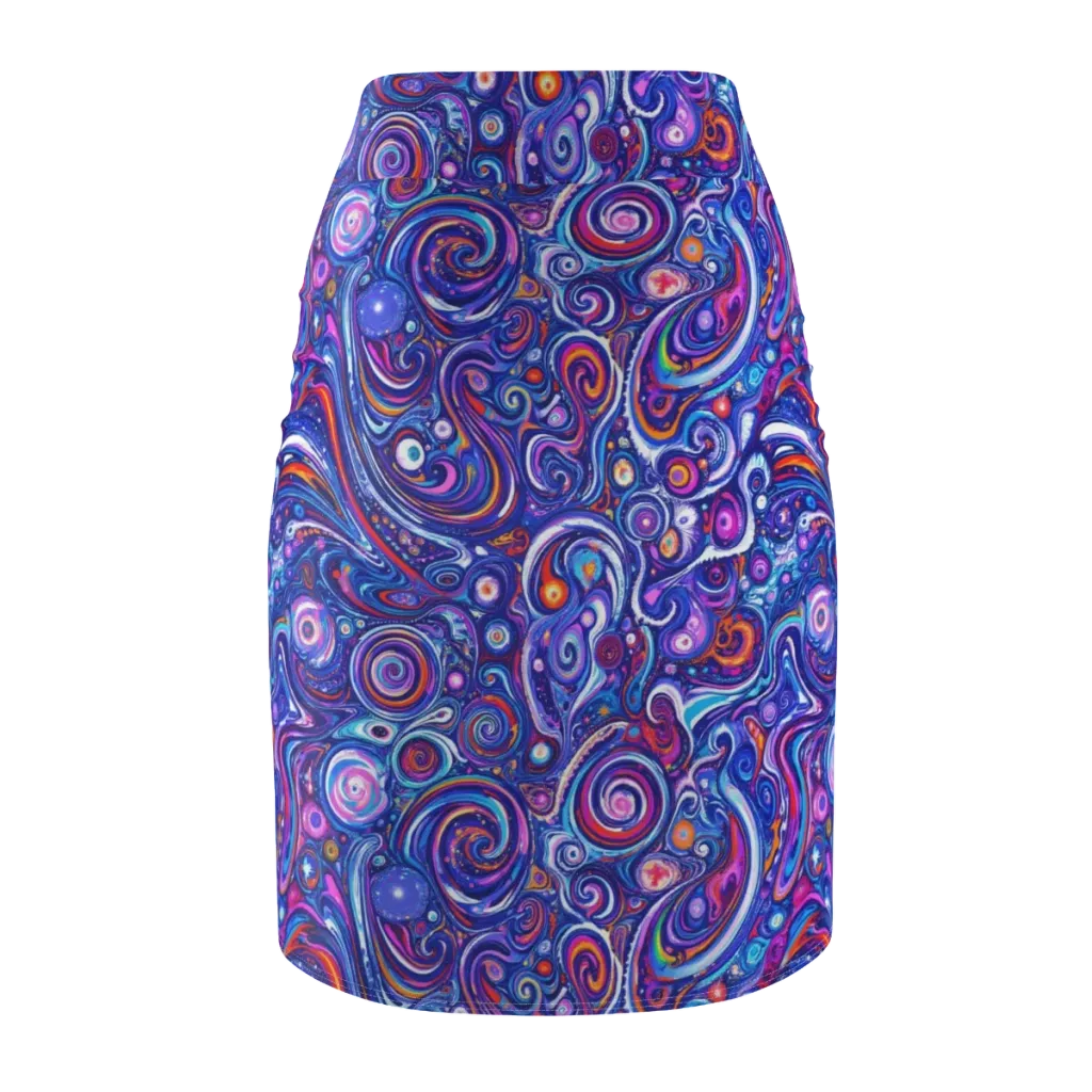 Cosmic Marbles on Pencil Skirt — Back