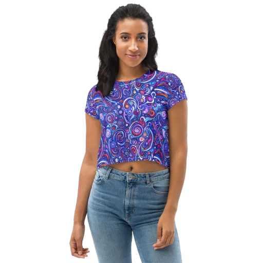 Cosmic Marbles on a Crop Tee