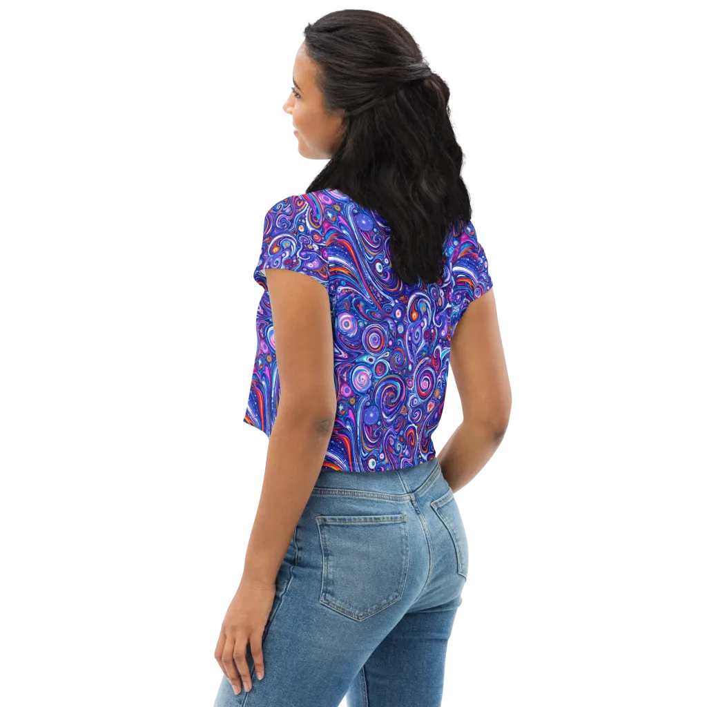 Cosmic Marbles on Crop Tee — Left Back