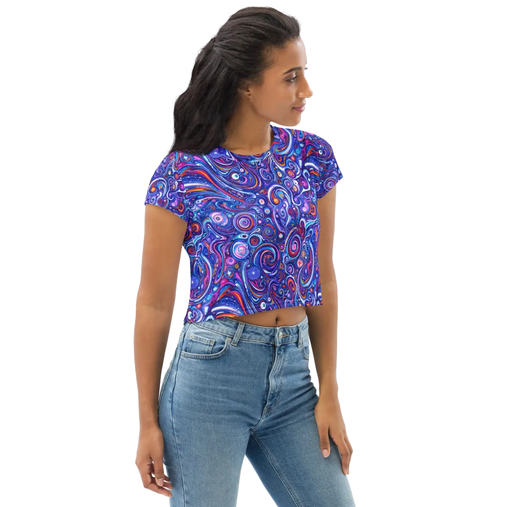 Cosmic Marbles on Crop Tee — Right Front