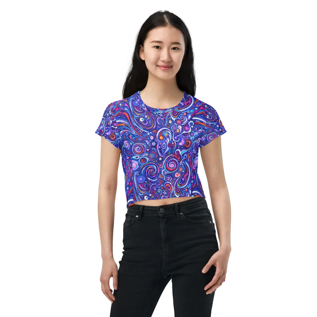 Cosmic Marbles on Crop Tee — Front