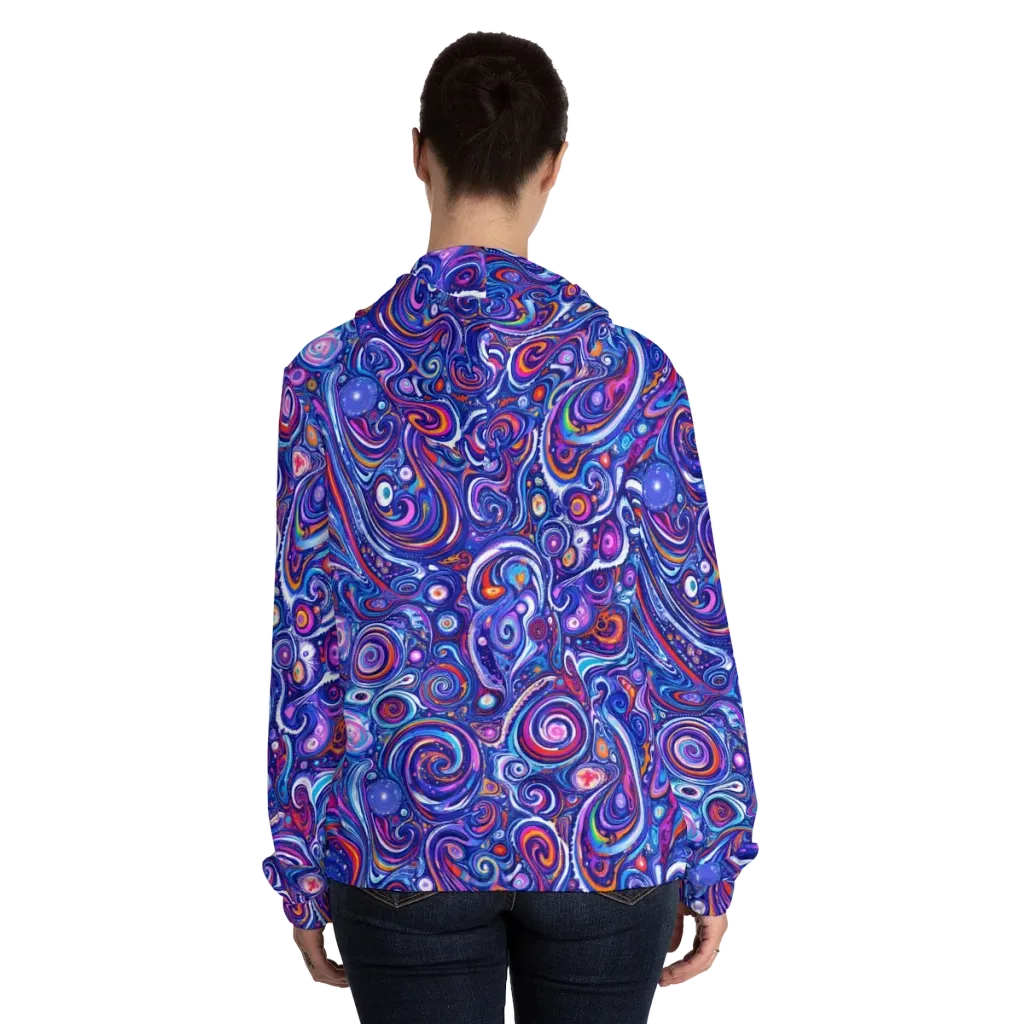 Cosmic Marbles on Women's Full-Zip Hoodie — Back On Person