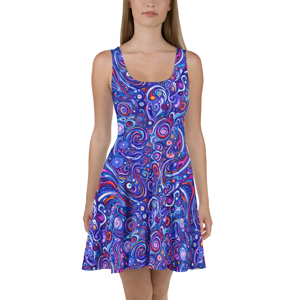 Cosmic Marbles on Skater Dress — Front
