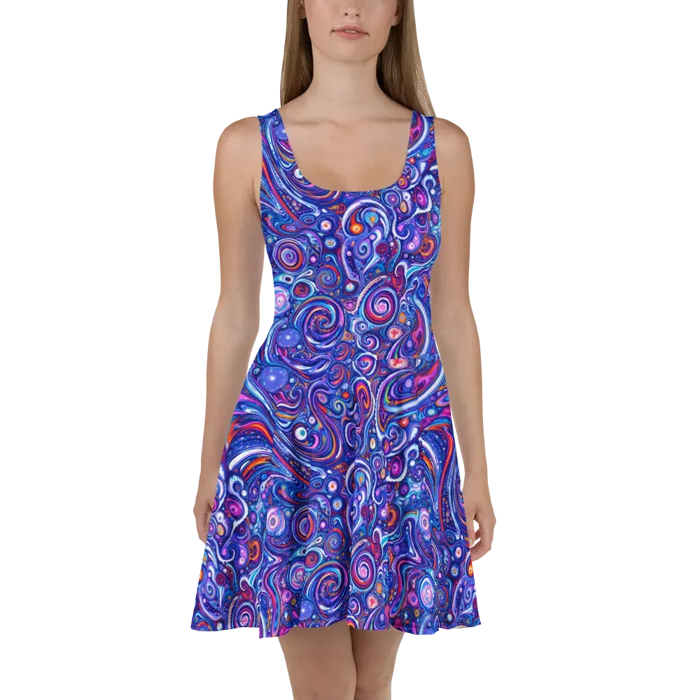 Cosmic Marbles on Skater Dress — Front