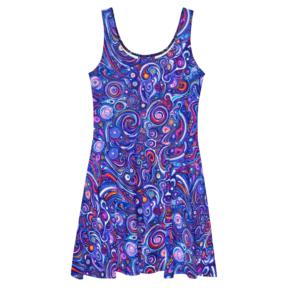 Cosmic Marbles on Skater Dress — Front