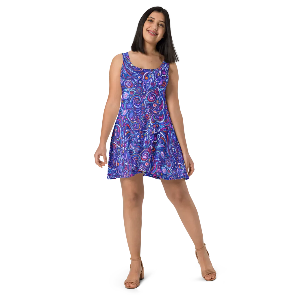 Cosmic Marbles on Skater Dress — Front