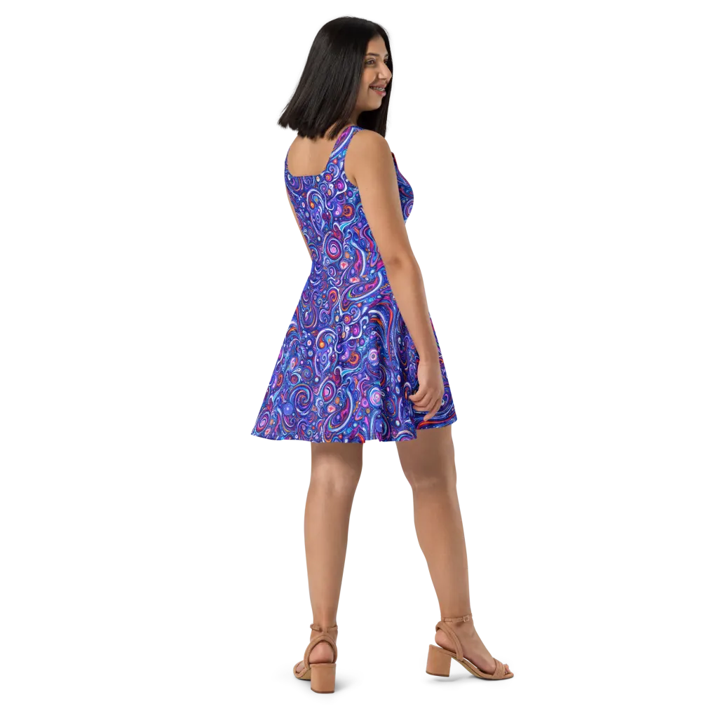 Cosmic Marbles on Skater Dress — Right