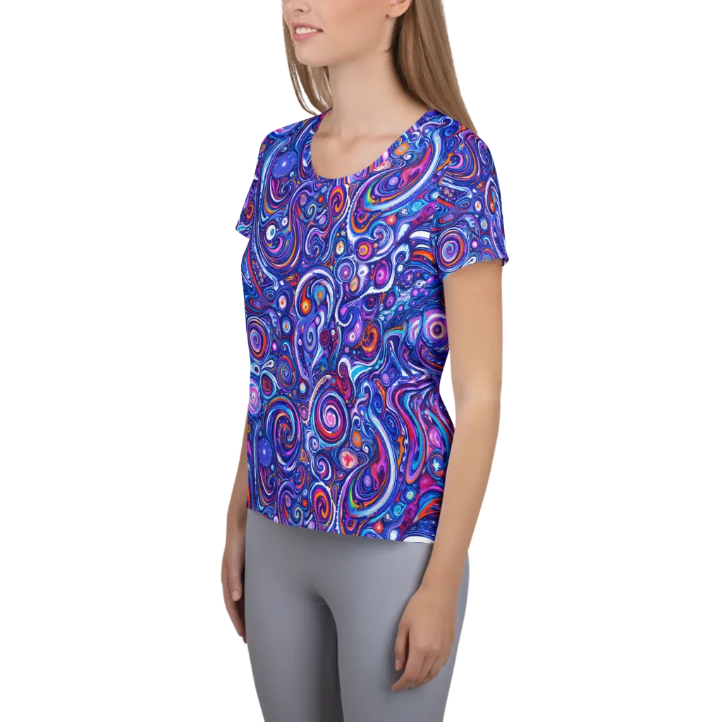 Cosmic Marbles on Women's Athletic T-Shirt — Left