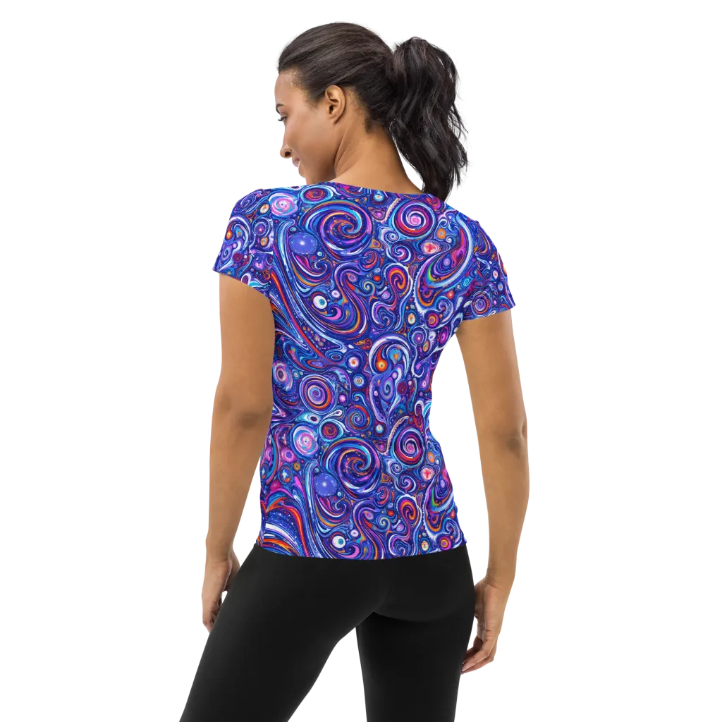Cosmic Marbles on Women's Athletic T-Shirt — Back