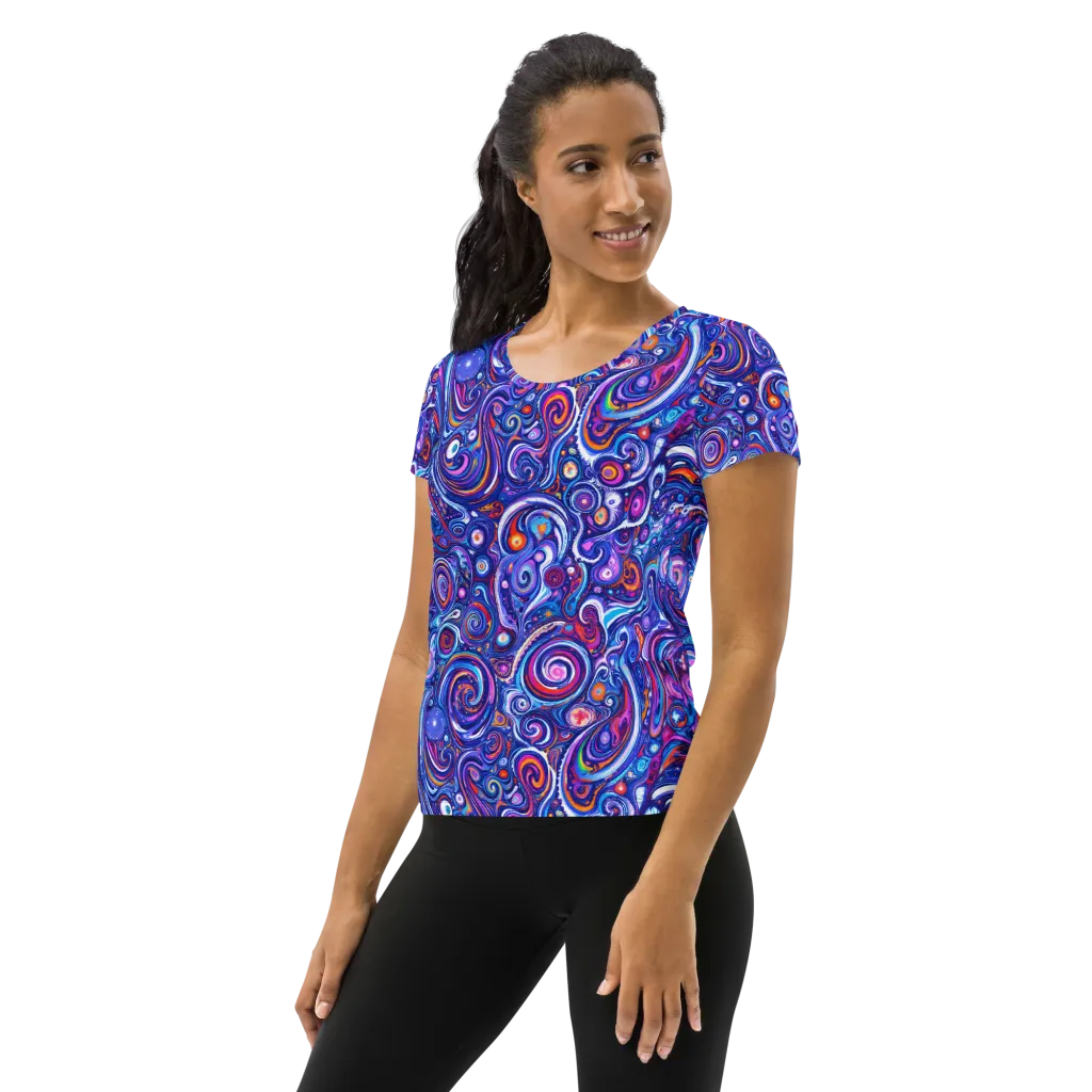 Cosmic Marbles on Women's Athletic T-Shirt — Left