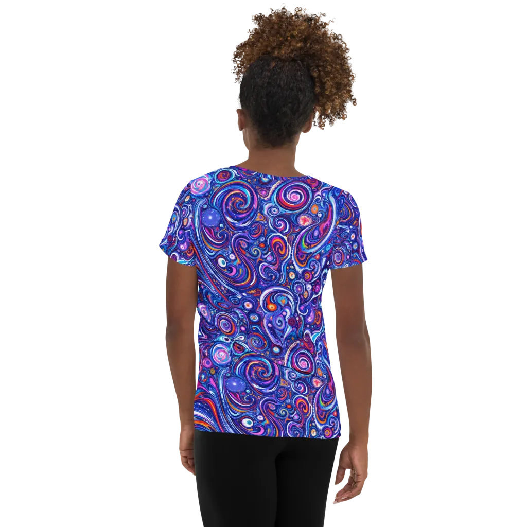 Cosmic Marbles on Women's Athletic T-Shirt — Back