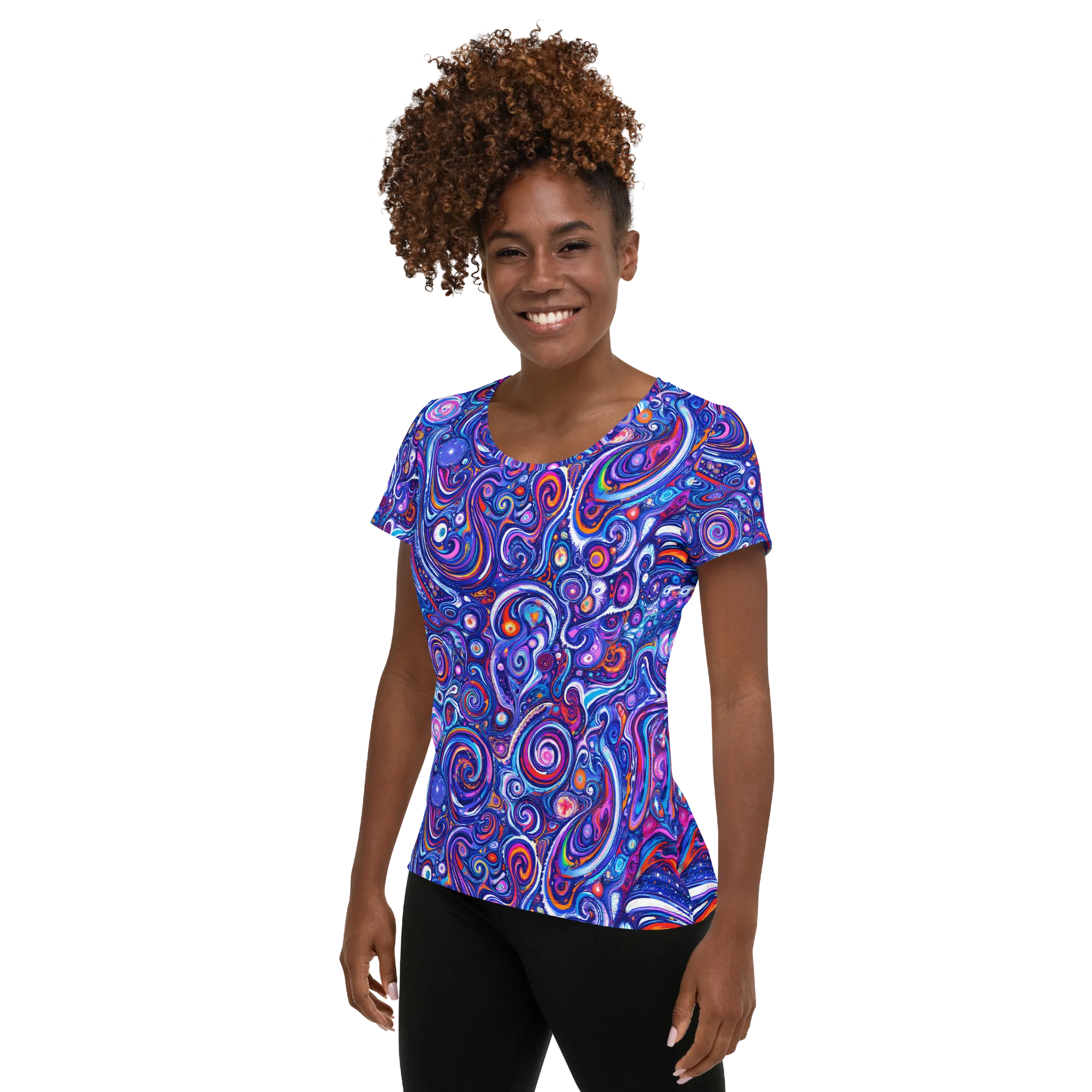 Cosmic Marbles on Women's Athletic T-Shirt — Left