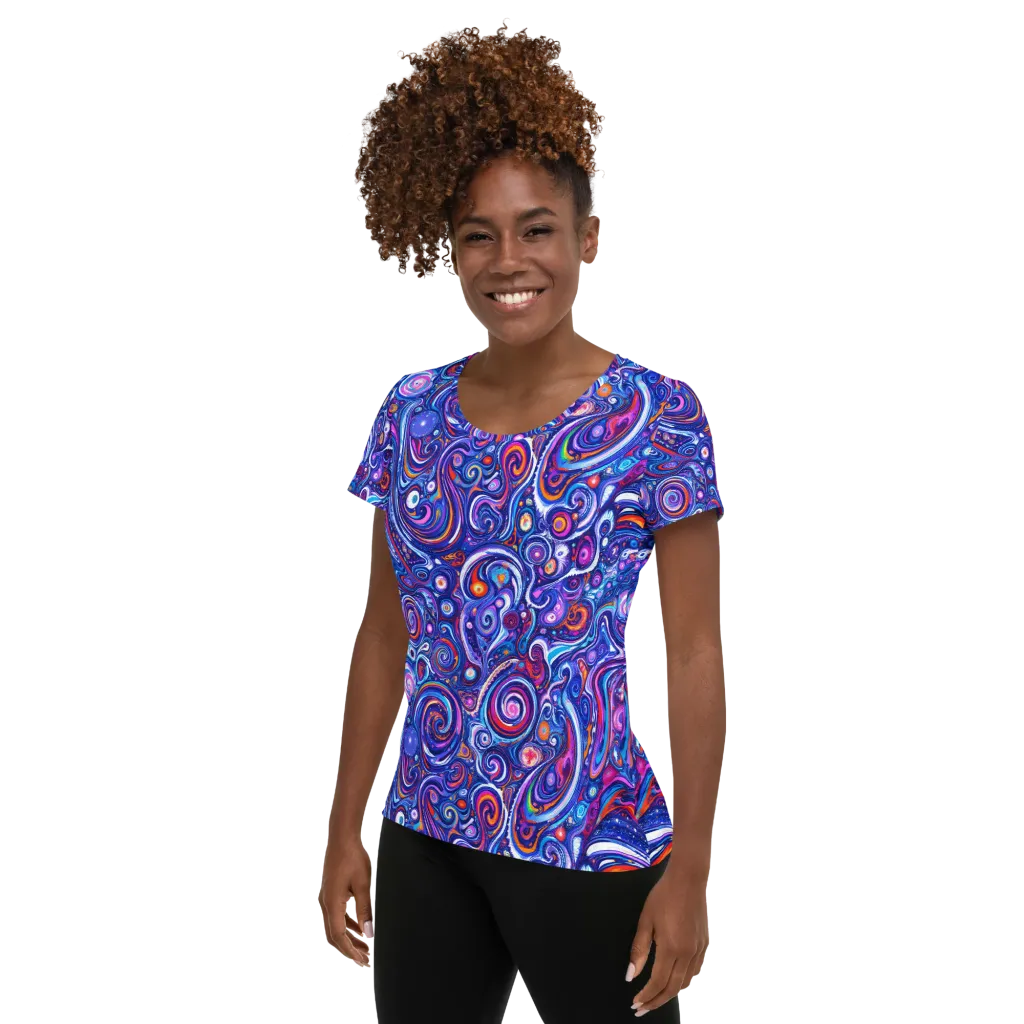 Cosmic Marbles on Women's Athletic T-Shirt — Left