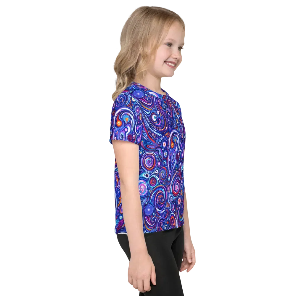 Cosmic Marbles on Kids Crew Neck T-Shirt — Right