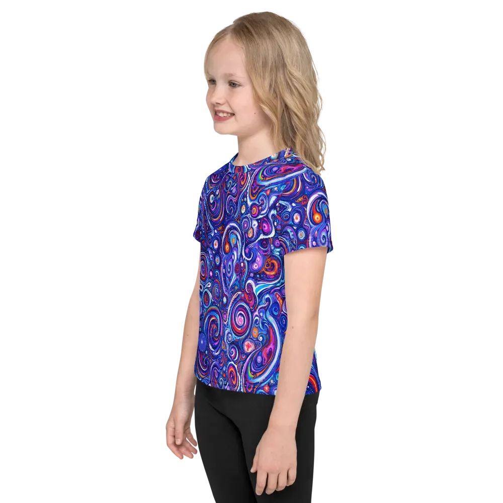 Cosmic Marbles on Kids Crew Neck T-Shirt — Left