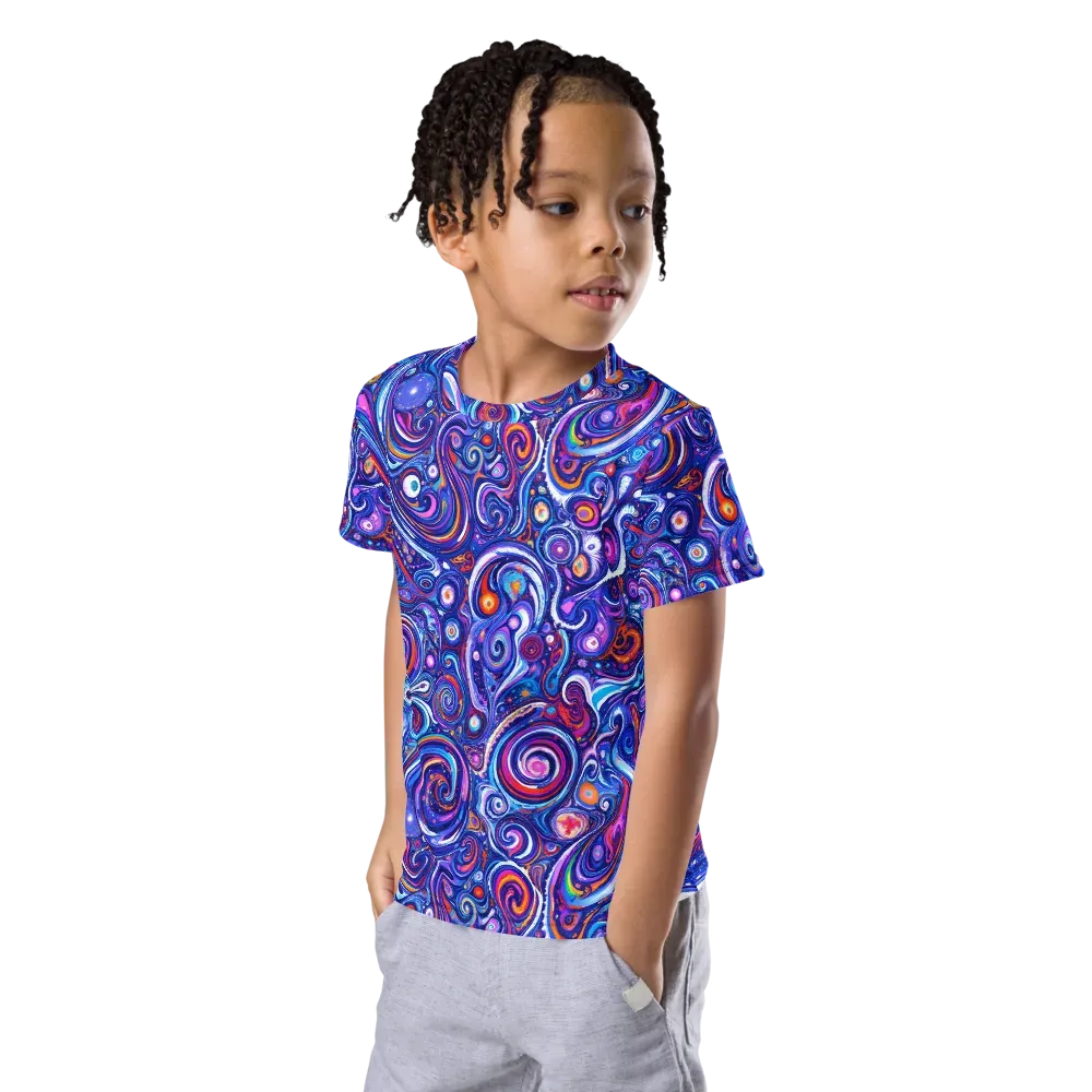 Cosmic Marbles on Kids Crew Neck T-Shirt — Left Front