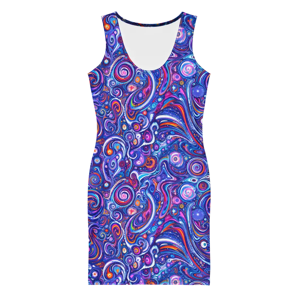 Cosmic Marbles on Bodycon Dress — Front