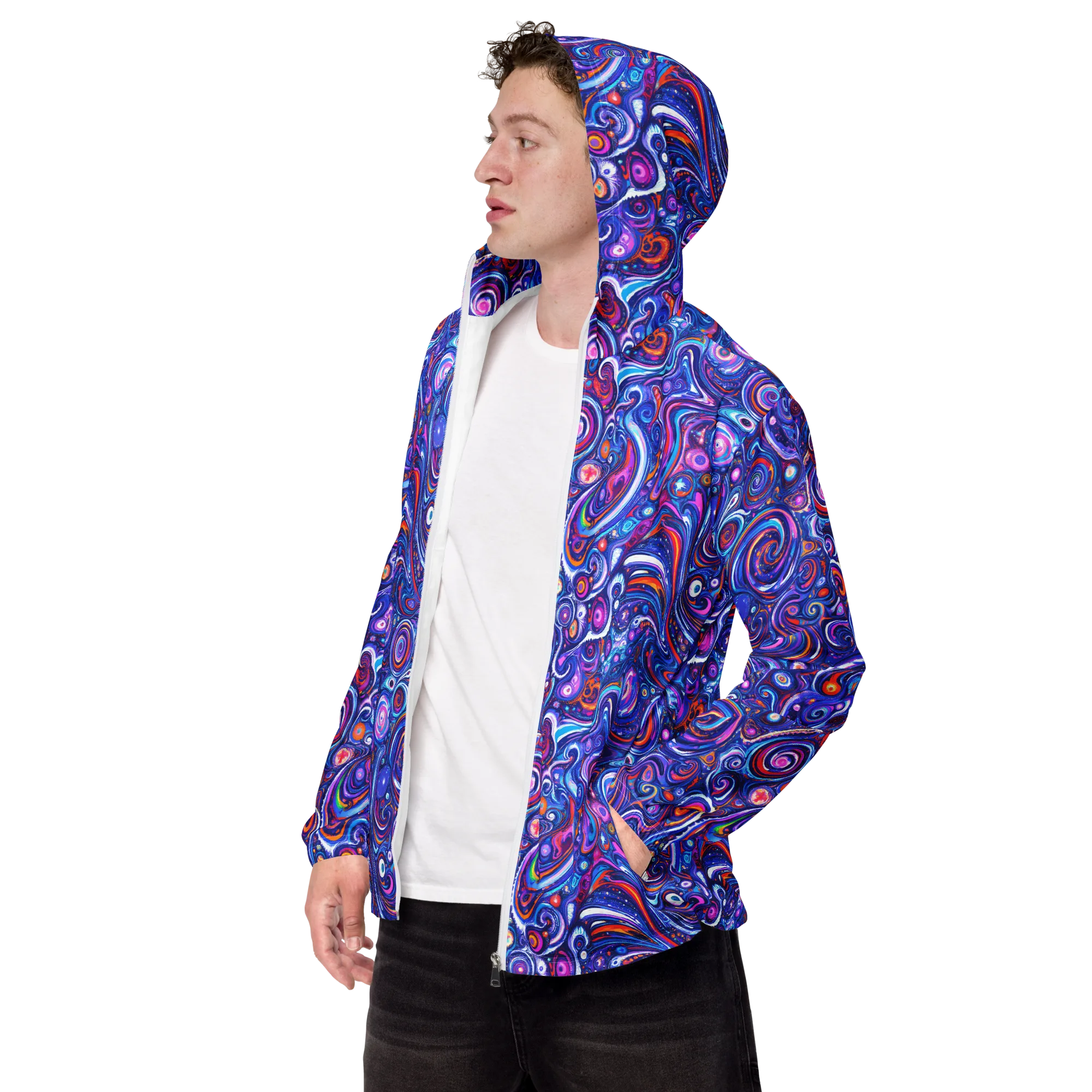 Cosmic Marbles on Men's Windbreaker — Left Front