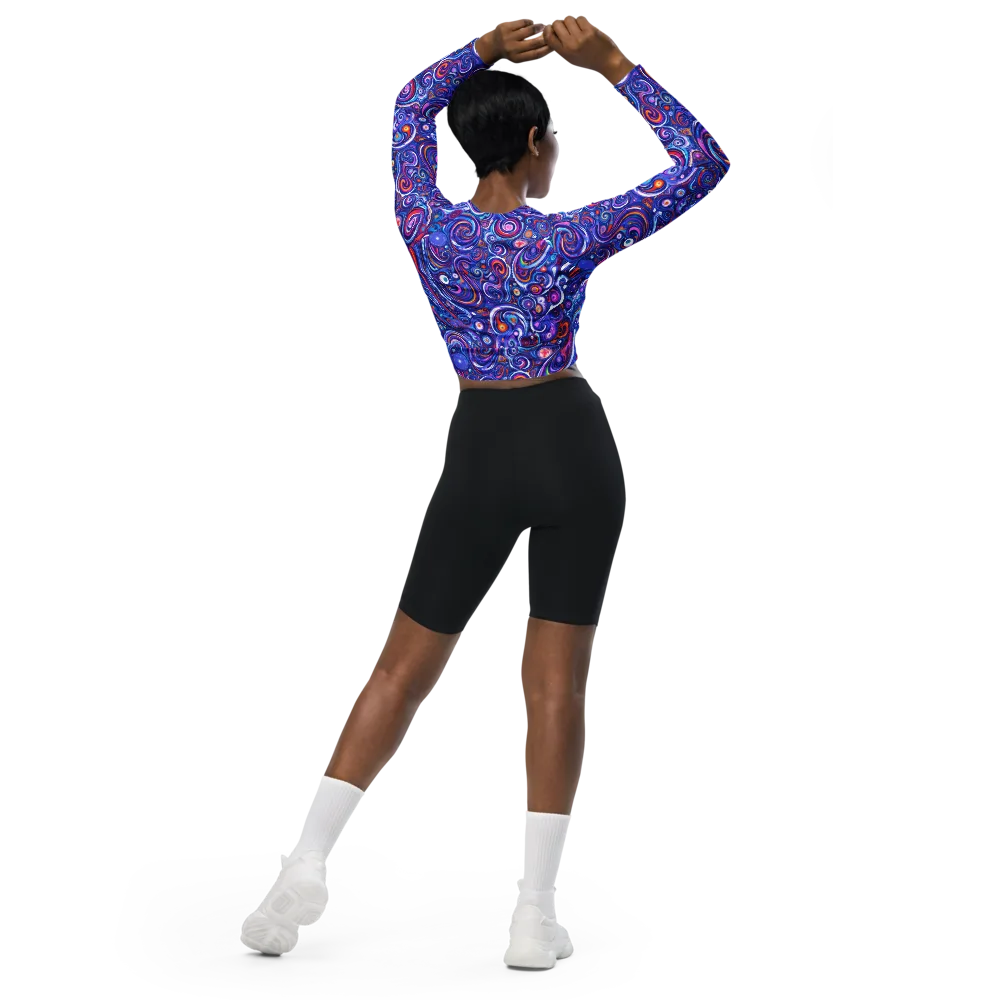 Cosmic Marbles on Long Sleeve Crop Top — Back