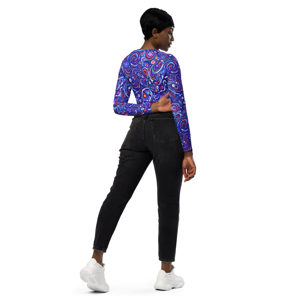 Cosmic Marbles on Long Sleeve Crop Top — Right Back