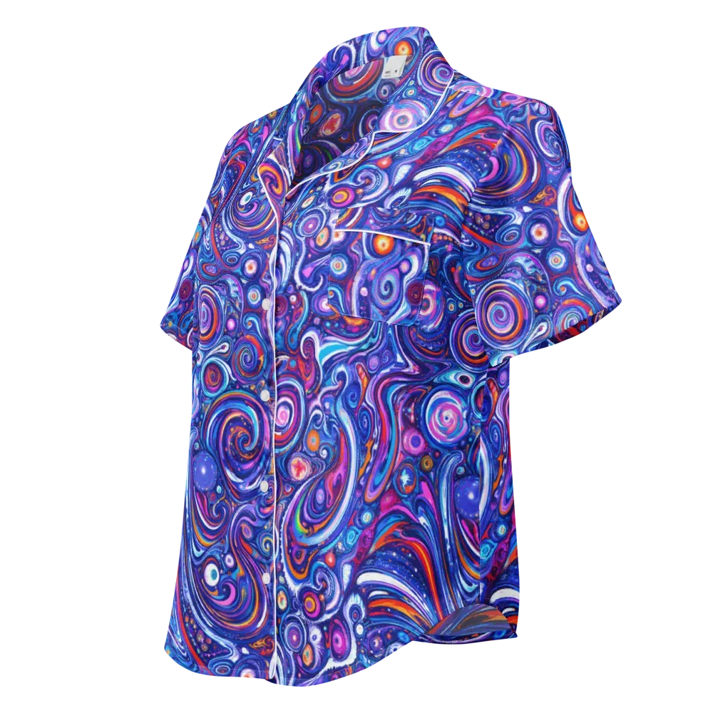 Cosmic Marbles on Women's Short Sleeve Pajama Top — Left Front