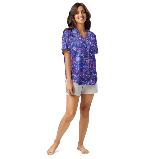 Cosmic Marbles on a Women's Short Sleeve Pajama Top