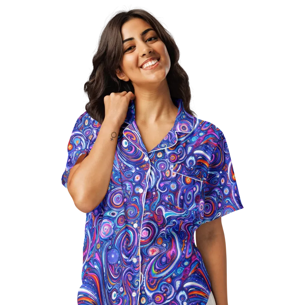 Cosmic Marbles on Women's Short Sleeve Pajama Top — Front