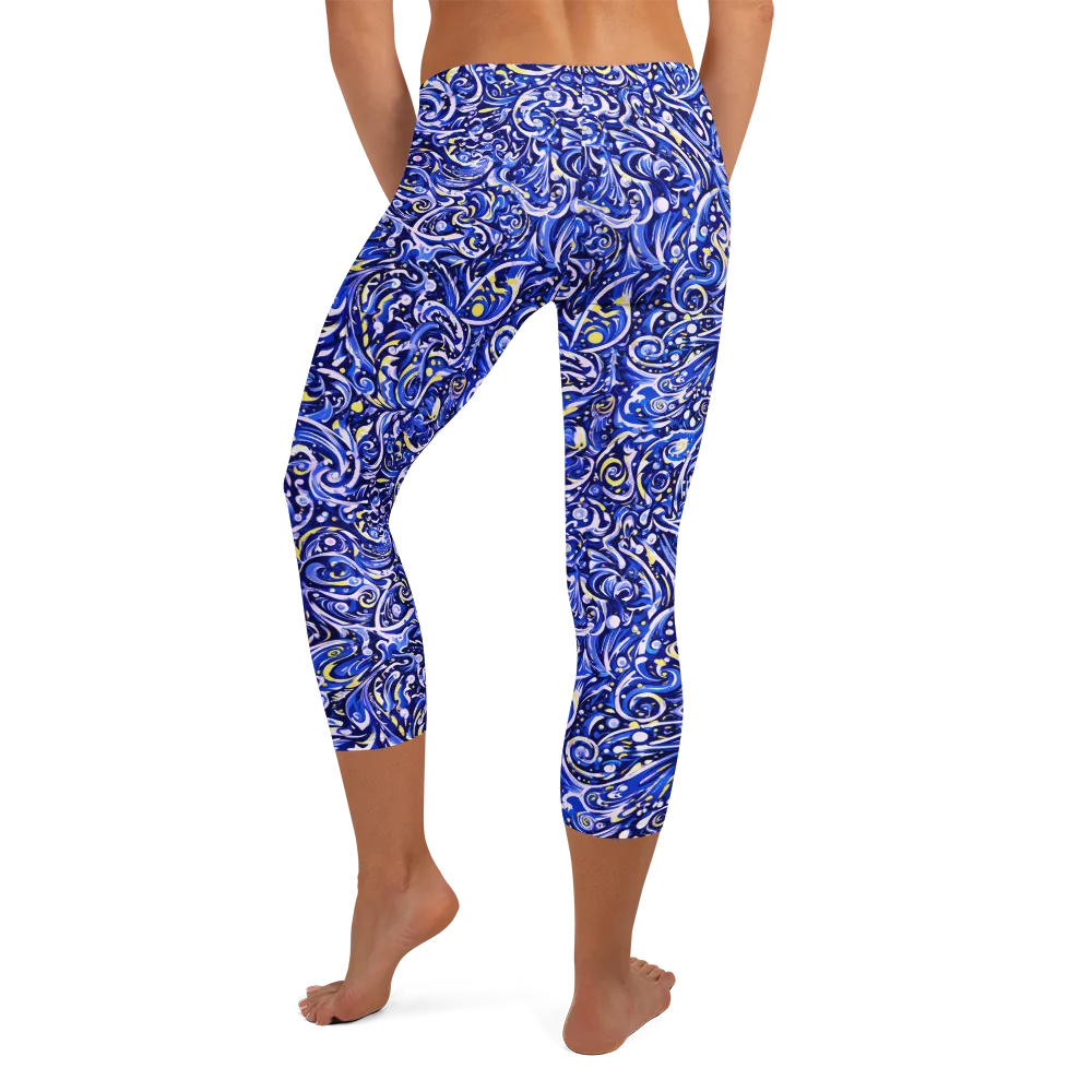 Cobalt Rapture on Capri Leggings — Back